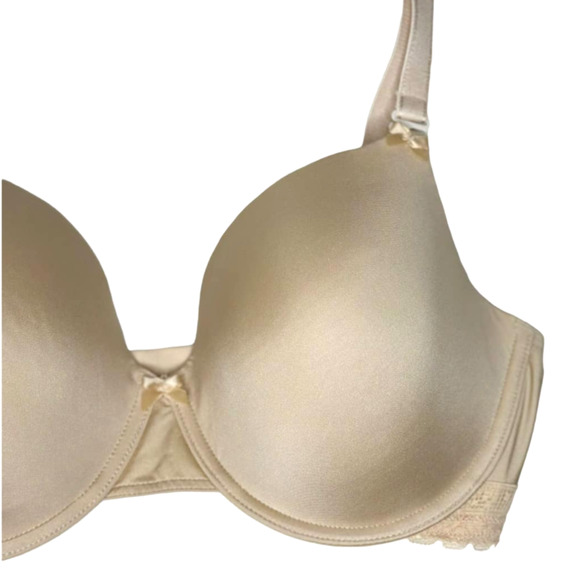 Felina 36DDD Light Beige T-Shirt Bra No-Show Cups Soft Straps 3 Hooks Lace B21 - Picture 2 of 6